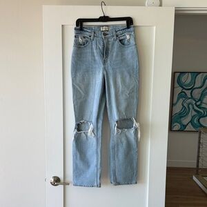 Distressed Light Blue Abercrombie Super High Rise Jeans Curve Love